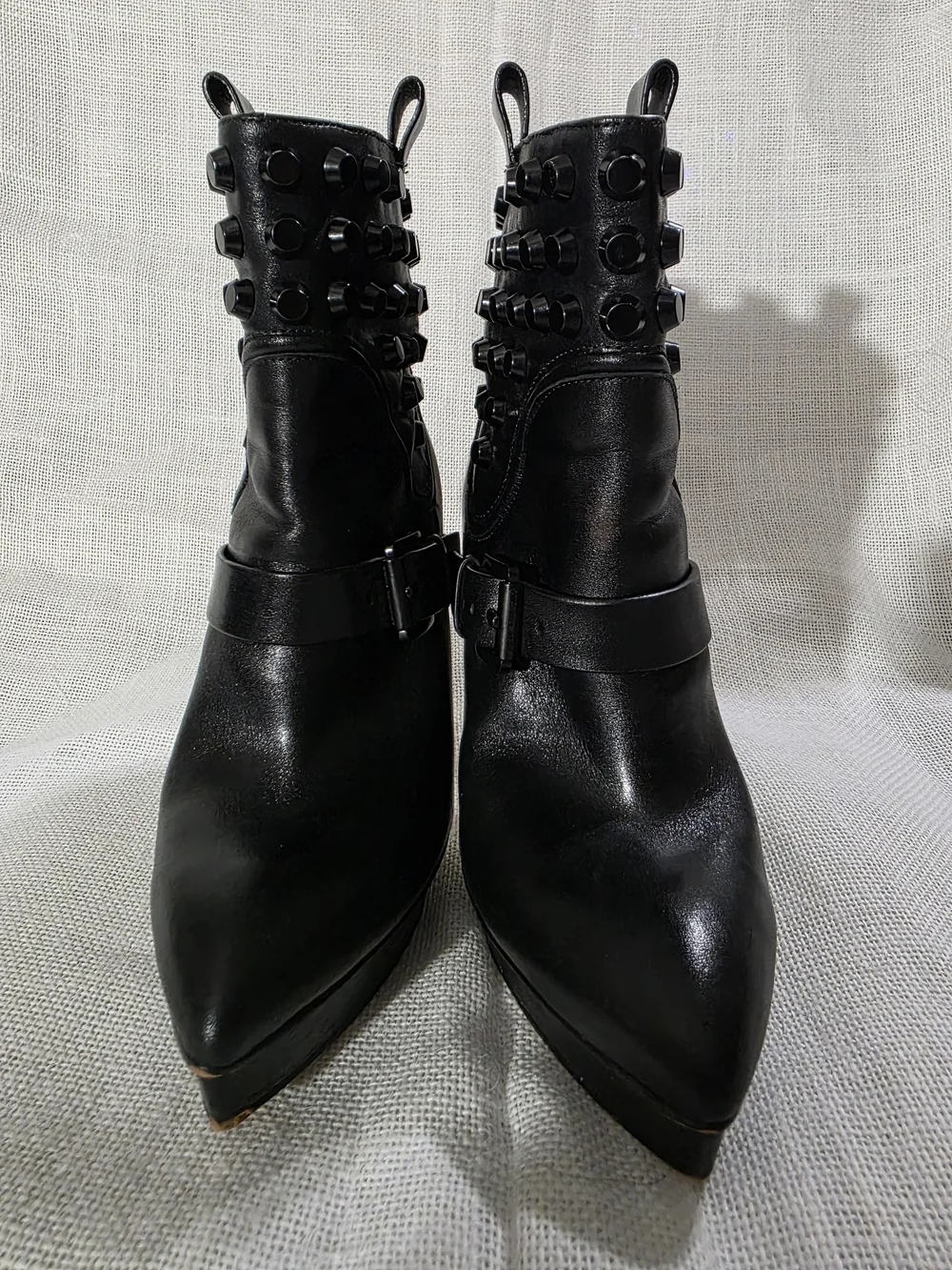 Michael Michael Kors Black Leather Studded Pointed Toe Ankle Booties Size 6M